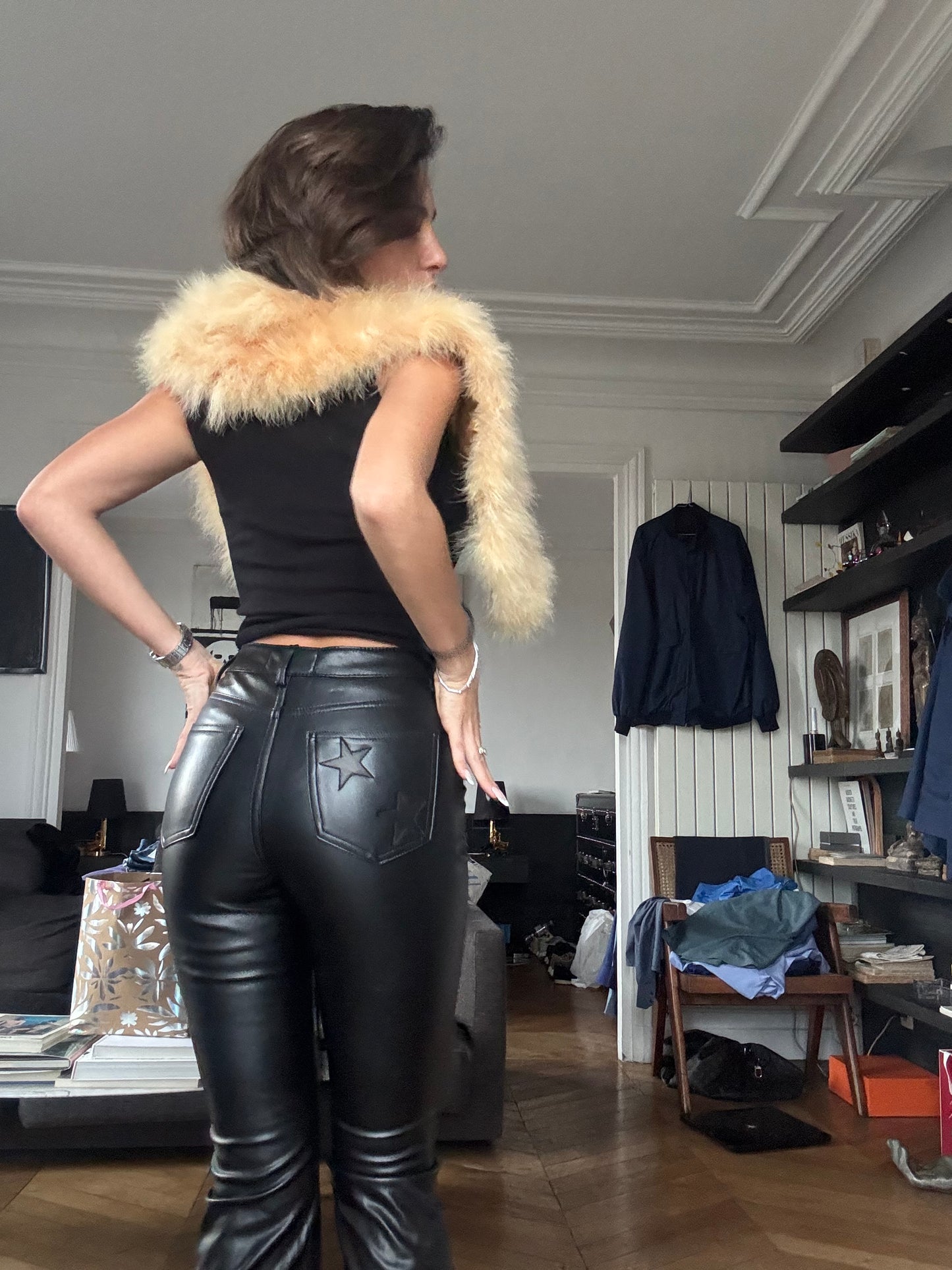 Leather stretchy vegan latex Flare
