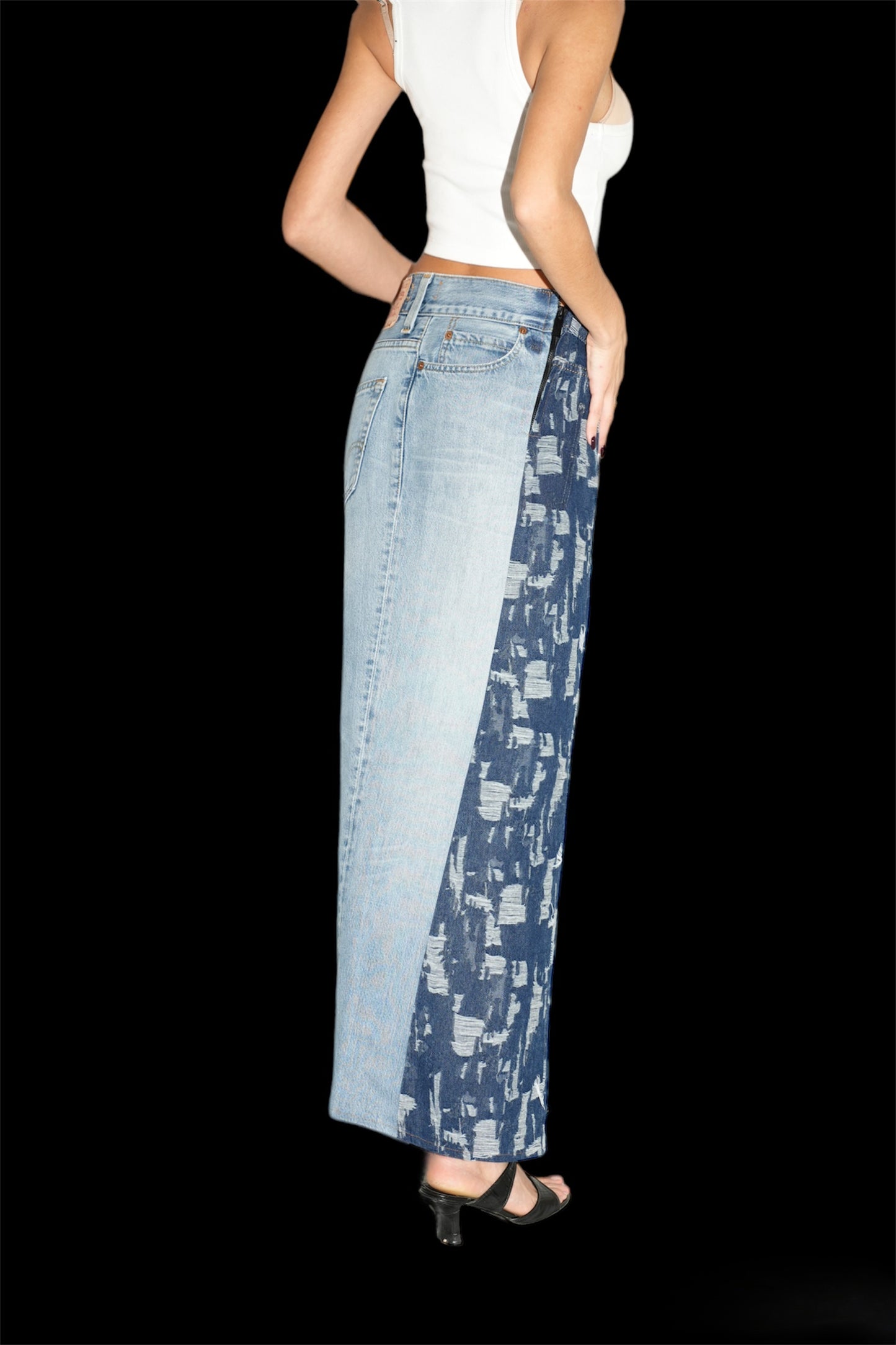 LONG SKIRT SIDE DENIM