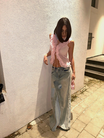 LONG SKIRT SIDE DENIM