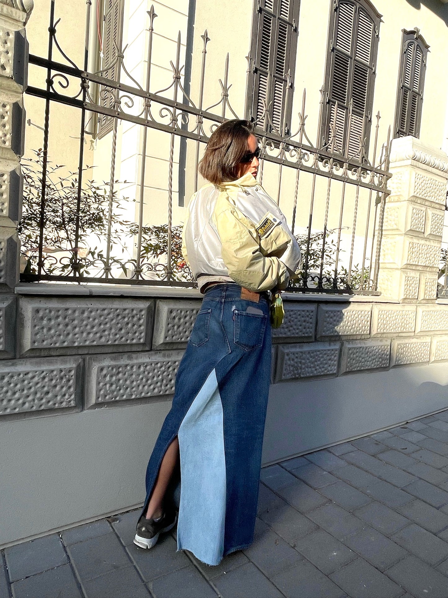 LONG SKIRT SIDE DENIM