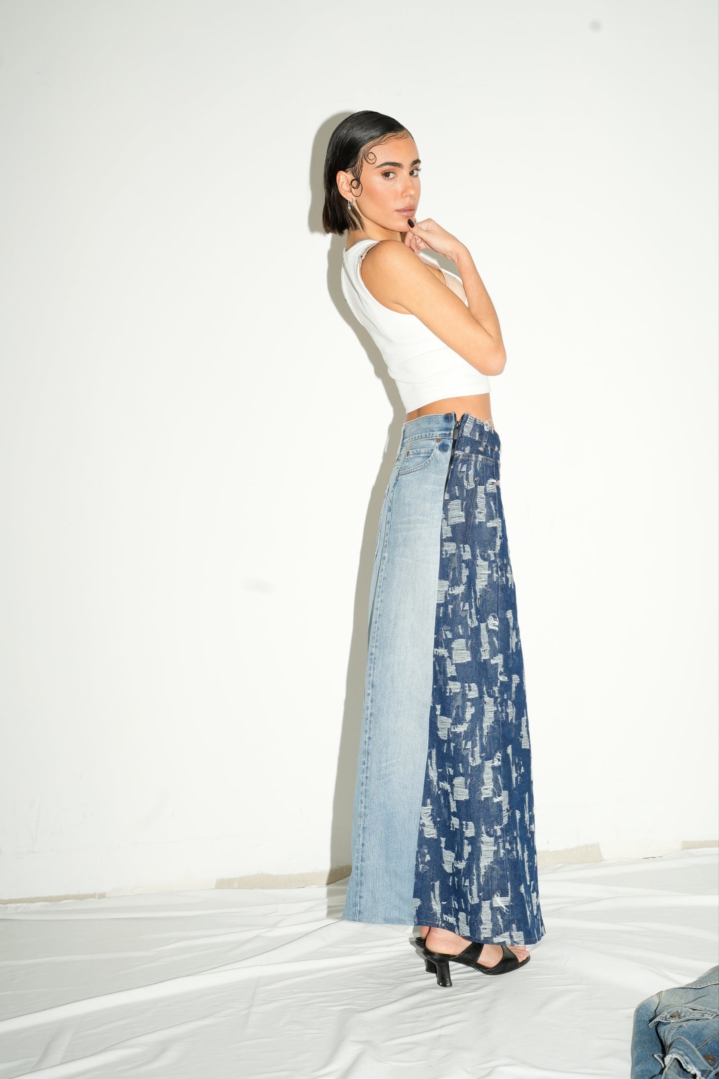 LONG SKIRT SIDE DENIM